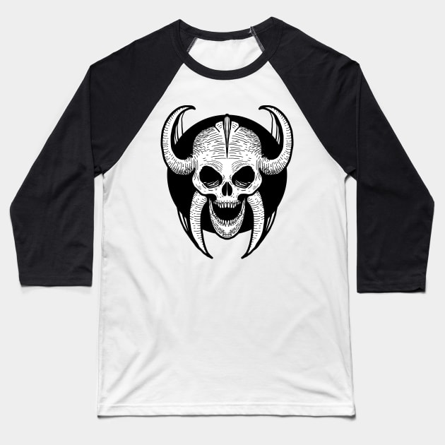 Skull Throne Baseball T-Shirt by DeathAnarchy